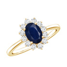 Rosec Jewels-Natural 1 Carat Blue Sapphire Princess Diana Inspired Engagement Ring with Diamonds