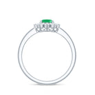 Rosec Jewels-Natural 5X7mm Emerald Oval Engagement Ring with Diamond Halo