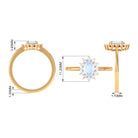 1.50 CT Princess Diana Inspired Oval Shape Moonstone Engagement Ring Diamond Halo Moonstone - ( AAA ) - Quality - Rosec Jewels