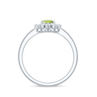 Real 1 Carat Peridot Oval Engagement Ring with Diamond Halo AAA - Rosec Jewels