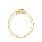 Real 1 Carat Peridot Oval Engagement Ring with Diamond Halo AAA - Rosec Jewels