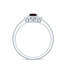 Natural 6X8mm Garnet Oblong Engagement Ring with Diamond Halo AAA - Rosec Jewels