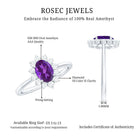 1.5 CT Princess Diana Inspired Amethyst Engagement Ring Diamond Halo AAA - Rosec Jewels