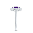 1.5 CT Princess Diana Inspired Amethyst Engagement Ring Diamond Halo AAA - Rosec Jewels