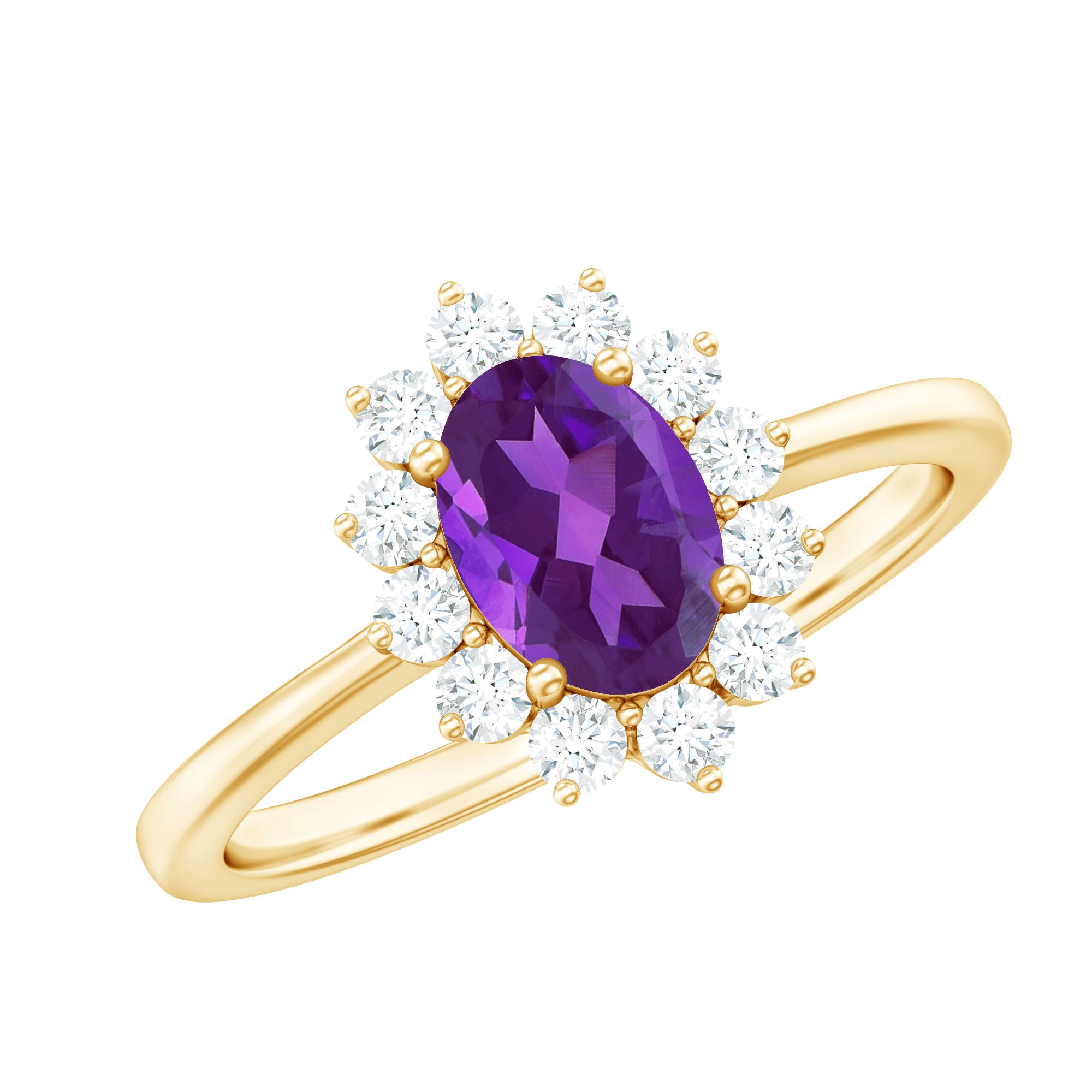 1.5 CT Princess Diana Inspired Amethyst Engagement Ring Diamond Halo AAA - Rosec Jewels