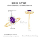 1.5 CT Princess Diana Inspired Amethyst Engagement Ring Diamond Halo AAA - Rosec Jewels