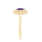 1.5 CT Princess Diana Inspired Amethyst Engagement Ring Diamond Halo AAA - Rosec Jewels