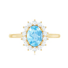 Natural 1 Carat Aquamarine Oval Engagement Ring with Diamond Halo AAA - Rosec Jewels
