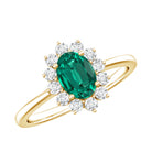 Lab Created Emerald Princess Diana Inspired Engagement Ring with Diamond AAAA - Rosec Jewels