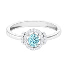 0.50 CT Aquamarine Halo Engagement Ring with Diamond AAA - Rosec Jewels