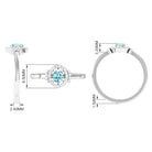 0.50 CT Aquamarine Halo Engagement Ring with Diamond AAA - Rosec Jewels