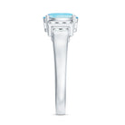 Real 6X8mm Aquamarine Statement Engagement Ring with Diamond AAA - Rosec Jewels