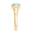 Real 6X8mm Aquamarine Statement Engagement Ring with Diamond AAA - Rosec Jewels