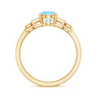 Real 6X8mm Aquamarine Statement Engagement Ring with Diamond AAA - Rosec Jewels