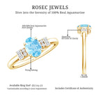 Oval Cut Aquamarine Classic Engagement Ring with Diamond AAA - Rosec Jewels