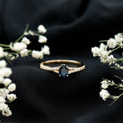 Natural 0.6 Carat Blue Sapphire Minimal Engagement Ring with Diamond Split Shank AAA - Rosec Jewels