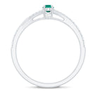Oval Lab Grown Emerald Promise Ring with Diamond Split Shank AAAA - Rosec Jewels