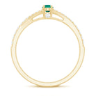 Oval Lab Grown Emerald Promise Ring with Diamond Split Shank AAAA - Rosec Jewels