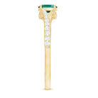 Oval Lab Grown Emerald Promise Ring with Diamond Split Shank AAAA - Rosec Jewels