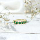 Rosec Jewels-Lab Created Emerald Half Eternity Ring 14K Gold Plated Silver