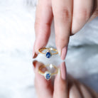 Natural Half Carat Blue Sapphire Teardrop Engagement Ring with Diamond Halo AAA - Rosec Jewels
