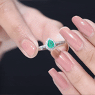 0.3 Carat Pear Cut Emerald Teardrop Engagement Ring with Diamond Halo AAA - Rosec Jewels