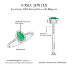 0.3 Carat Pear Cut Emerald Teardrop Engagement Ring with Diamond Halo AAA - Rosec Jewels