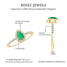 0.3 Carat Pear Cut Emerald Teardrop Engagement Ring with Diamond Halo AAA - Rosec Jewels