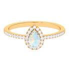 1 CT Pear Cut Ethiopian Opal Ring with Diamond Halo Ethiopian Opal - ( AAA ) - Quality - Rosec Jewels