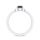 Natural 5X7mm Garnet Teardrop Engagement Ring with Diamond Halo AAA - Rosec Jewels