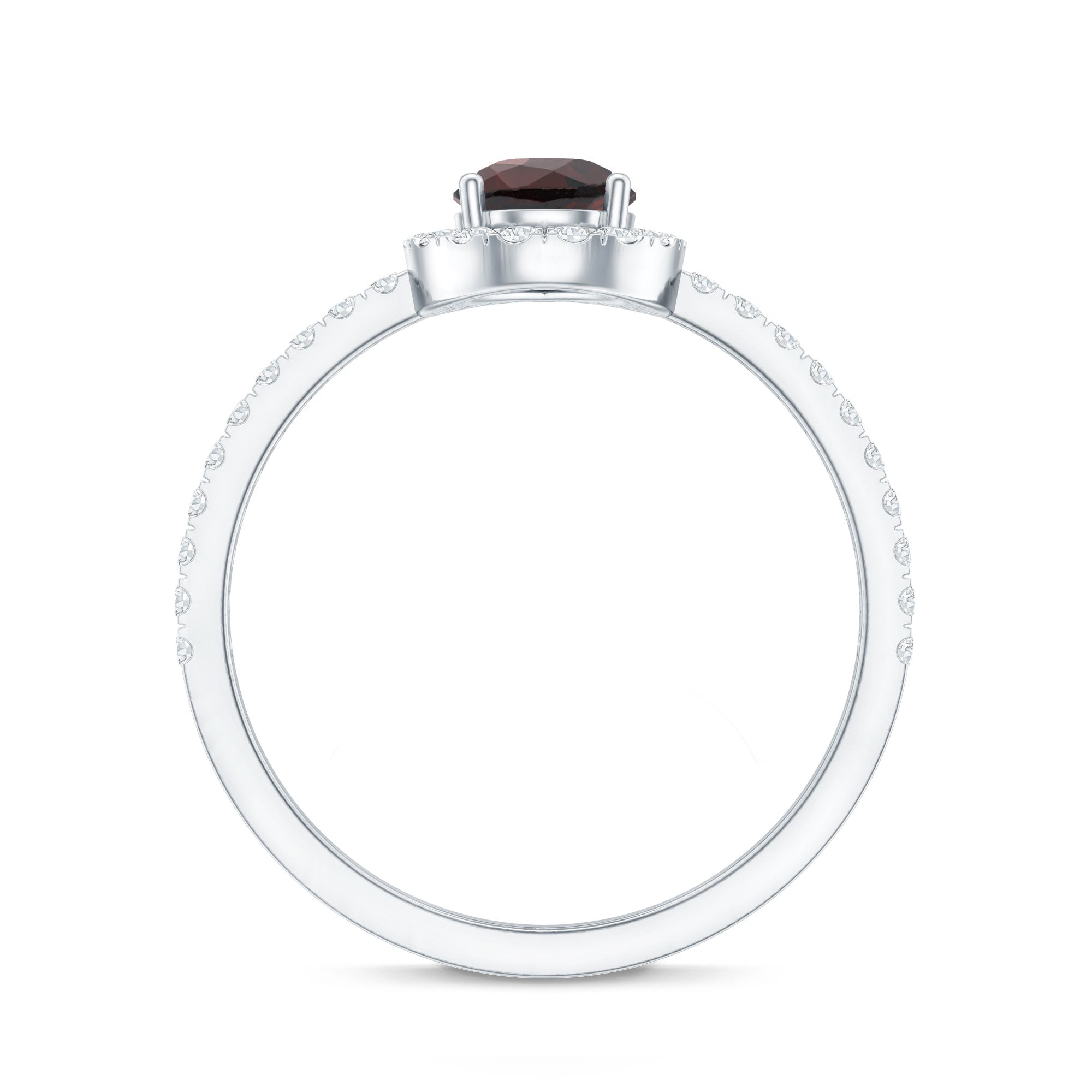 Natural 5X7mm Garnet Teardrop Engagement Ring with Diamond Halo AAA - Rosec Jewels