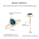 5X7mm Pear Shape London Blue Topaz Teardrop Engagement Ring with Moissanite Halo AAA - Rosec Jewels
