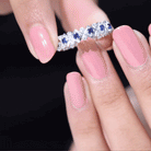 Lab Created Blue Sapphire and Diamond Designer Wedding Band for Women AAAA - Rosec Jewels