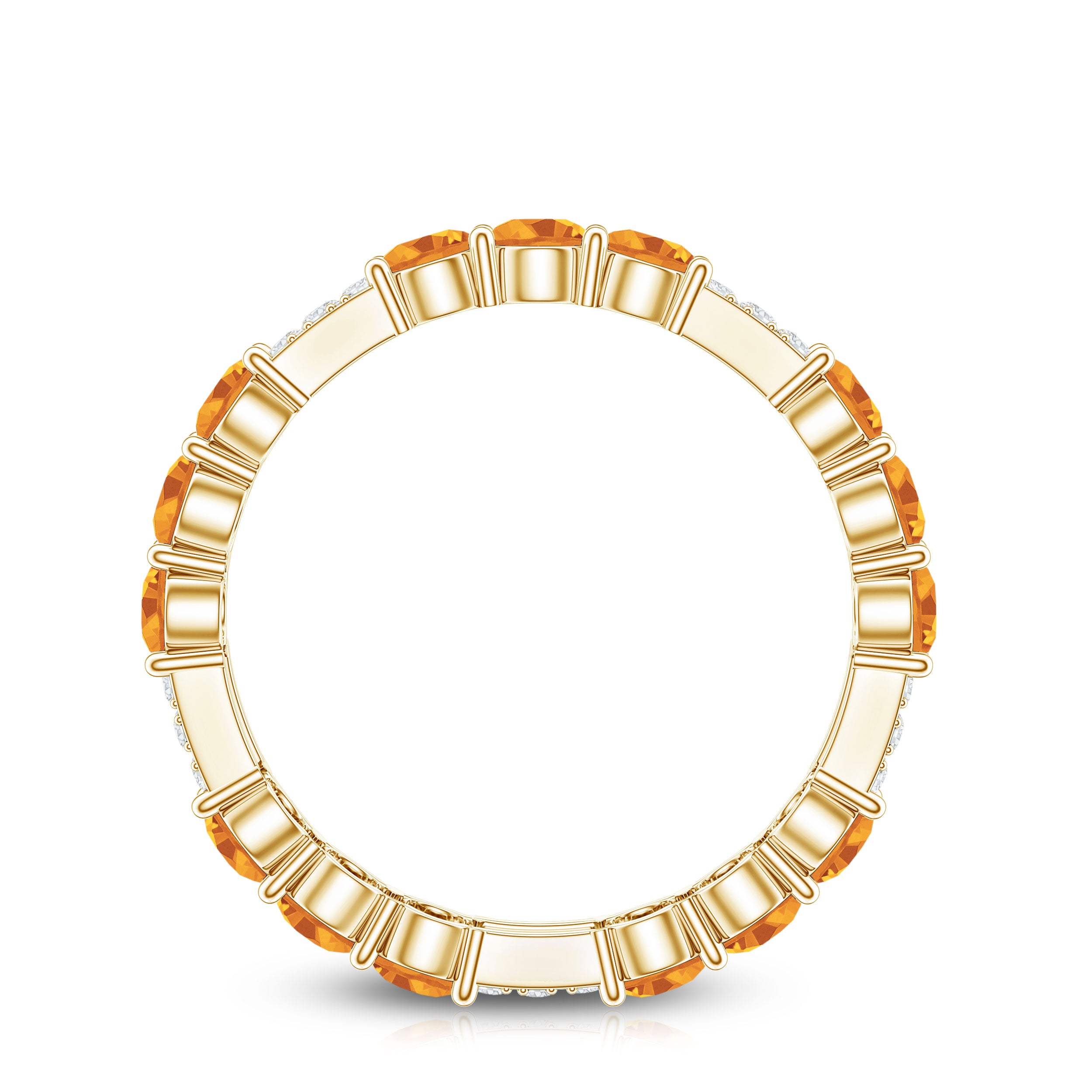 Natural Citrine Diamond Eternity Wedding Band AAA - Rosec Jewels