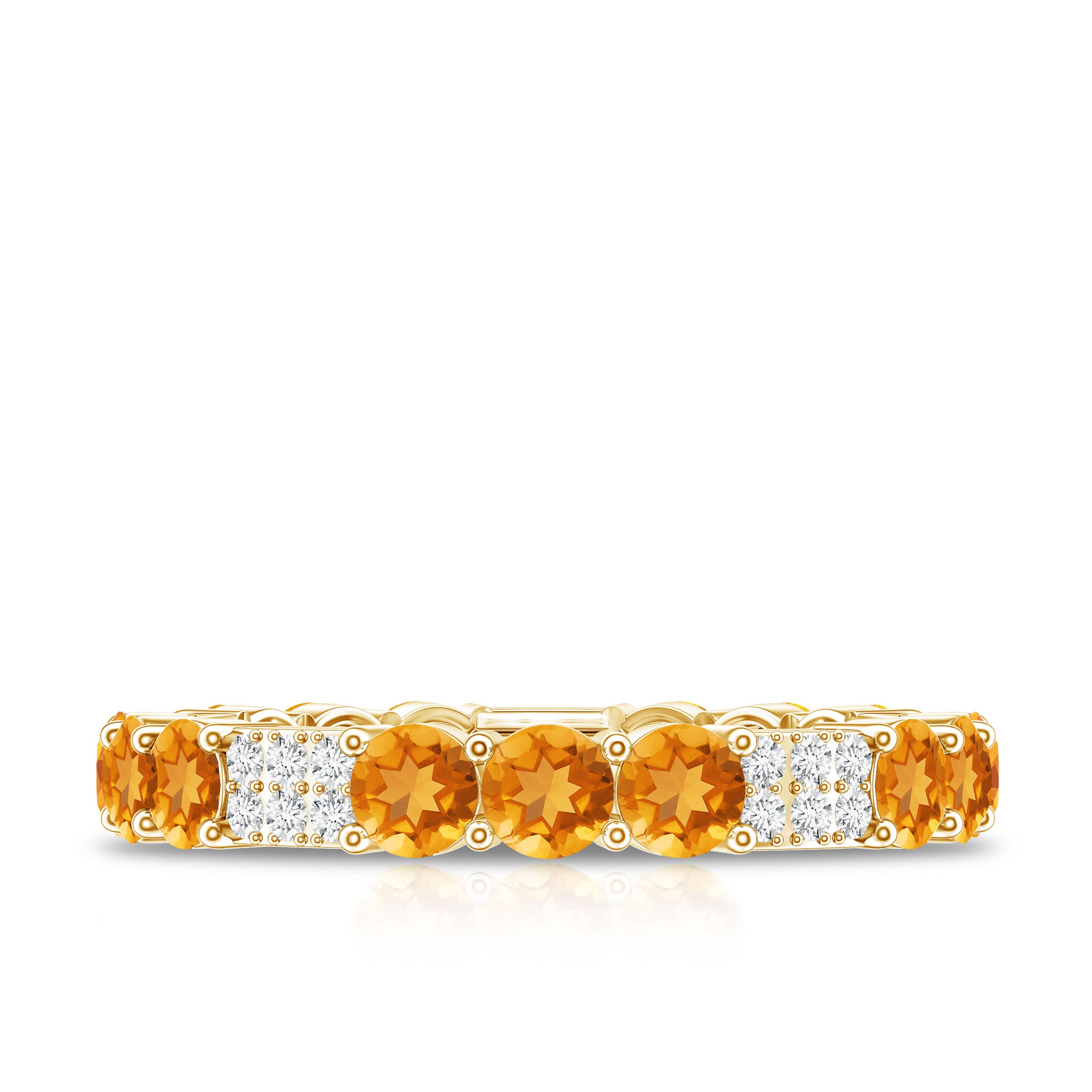Natural Citrine Diamond Eternity Wedding Band AAA - Rosec Jewels