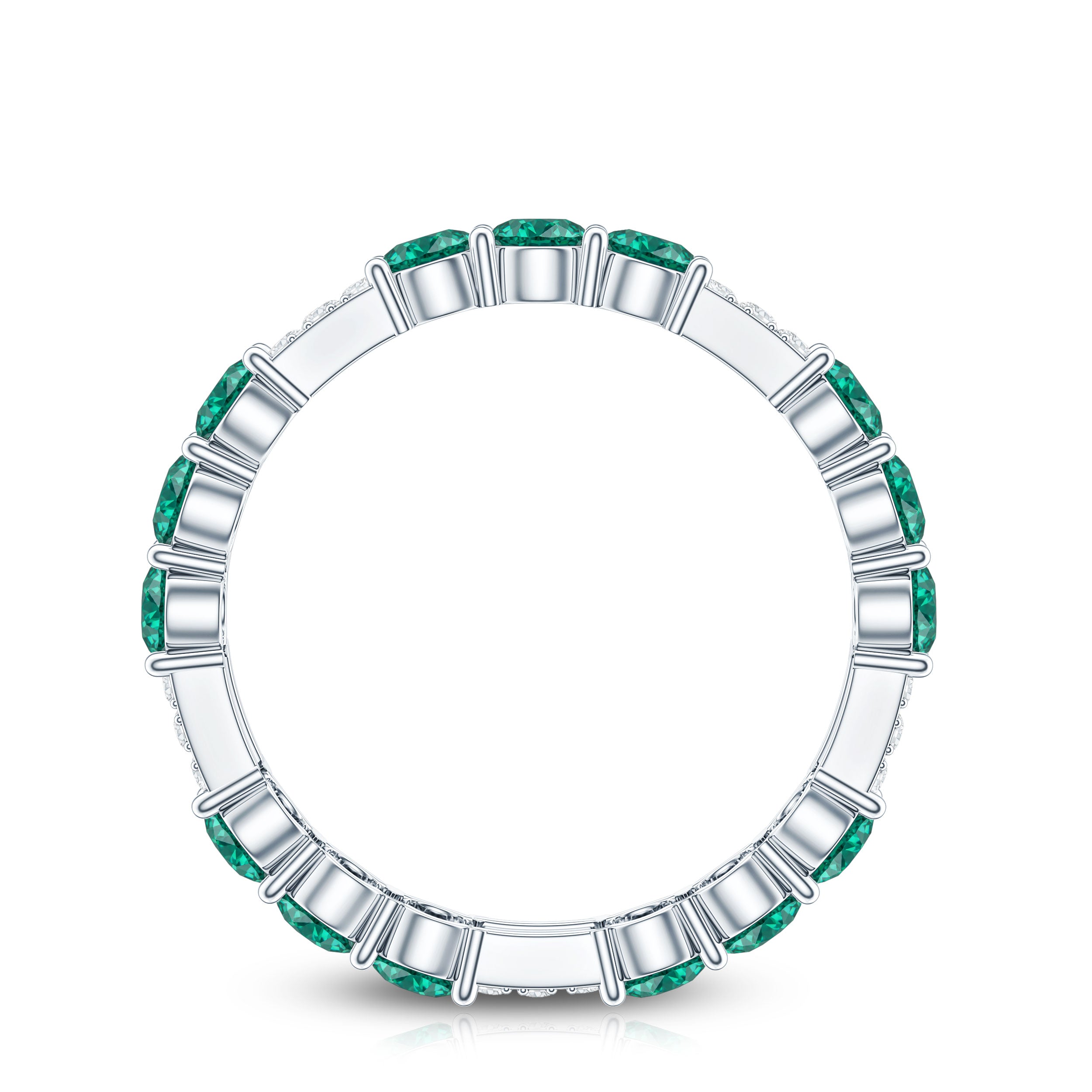 Certified Lab Grown Emerald Diamond Eternity Wedding Band AAAA - Rosec Jewels