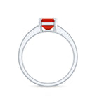Emerald Cut Real Fire Opal Solitaire Engagement Ring with Diamond AAA - Rosec Jewels