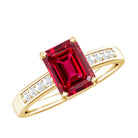 Lab Grown Ruby Emerald Cut Engagement Ring with Real Diamond AAAA - Rosec Jewels