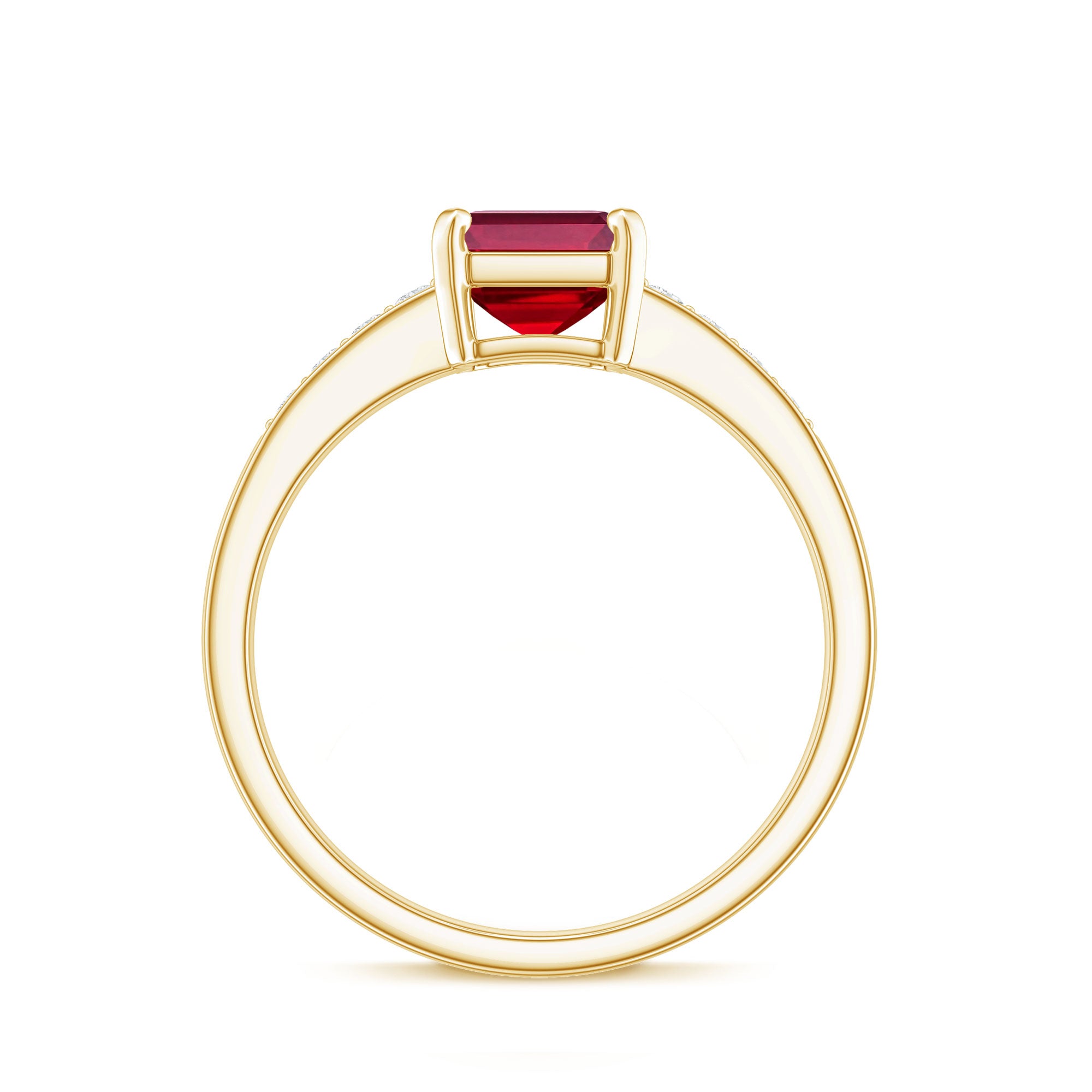 Rosec Jewels-Lab Grown Ruby Emerald Cut Engagement Ring with Real Diamond