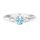 Natural 6X8mm Aquamarine Oval Engagement Ring with Diamond AAA - Rosec Jewels