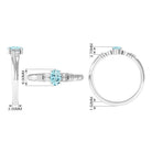 Natural 6X8mm Aquamarine Oval Engagement Ring with Diamond AAA - Rosec Jewels