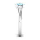 Natural 6X8mm Aquamarine Oval Engagement Ring with Diamond AAA - Rosec Jewels