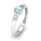 Natural 6X8mm Aquamarine Oval Engagement Ring with Diamond AAA - Rosec Jewels