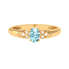 Natural 6X8mm Aquamarine Oval Engagement Ring with Diamond AAA - Rosec Jewels