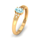 Natural 6X8mm Aquamarine Oval Engagement Ring with Diamond AAA - Rosec Jewels