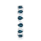 Pear Shape London Blue Topaz and Diamond Full Eternity Band AAA - Rosec Jewels