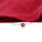 Ruby and Diamond Halo Bubble Shank Ring Ruby - ( AAA ) - Quality - Rosec Jewels