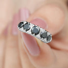 1.5 CT Natural Black Onyx and Diamond Antique Anniversary Ring Black Onyx - ( AAA ) - Quality - Rosec Jewels