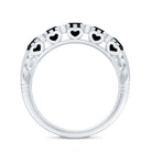 Vintage Inspired Black Onyx 5 Stone Anniversary Ring with Certificate AAA - Rosec Jewels