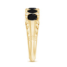 Vintage Inspired Black Onyx 5 Stone Anniversary Ring with Certificate AAA - Rosec Jewels
